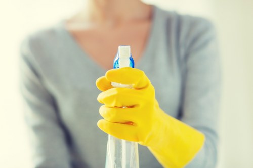 Professional cleaner preparing a living room in Brent