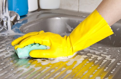 Kitchen and bathroom reset during a Brent short-let turnover clean