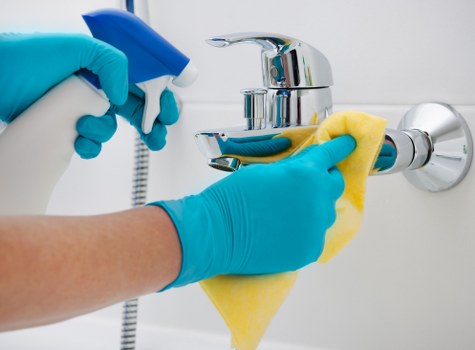Local cleaner preparing kitchen and bathroom cleaning in Brent