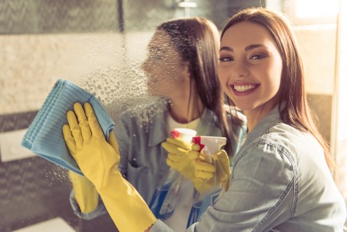 Professional cleaning of a lift lobby and corridor area